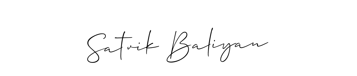 Allison_Script is a professional signature style that is perfect for those who want to add a touch of class to their signature. It is also a great choice for those who want to make their signature more unique. Get Satvik Baliyan name to fancy signature for free. Satvik Baliyan signature style 2 images and pictures png