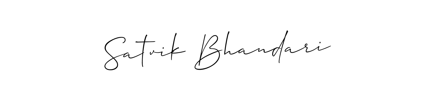 Allison_Script is a professional signature style that is perfect for those who want to add a touch of class to their signature. It is also a great choice for those who want to make their signature more unique. Get Satvik Bhandari name to fancy signature for free. Satvik Bhandari signature style 2 images and pictures png