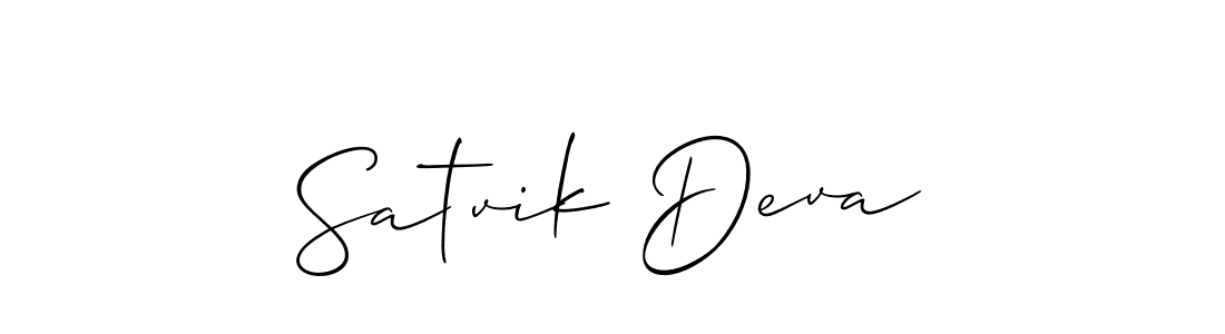 Create a beautiful signature design for name Satvik Deva. With this signature (Allison_Script) fonts, you can make a handwritten signature for free. Satvik Deva signature style 2 images and pictures png