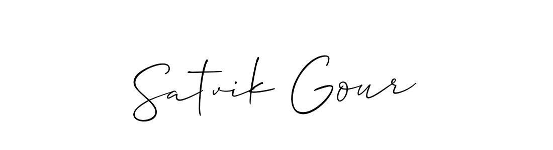 How to Draw Satvik Gour signature style? Allison_Script is a latest design signature styles for name Satvik Gour. Satvik Gour signature style 2 images and pictures png