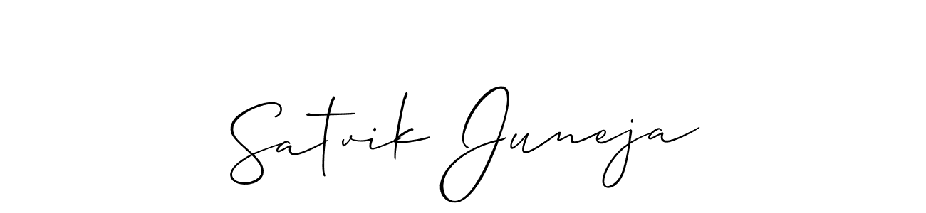 Make a short Satvik Juneja signature style. Manage your documents anywhere anytime using Allison_Script. Create and add eSignatures, submit forms, share and send files easily. Satvik Juneja signature style 2 images and pictures png
