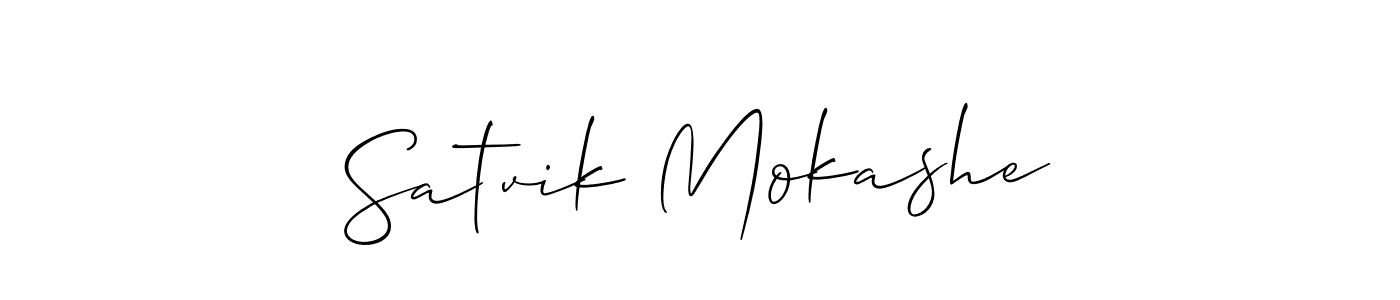 Also we have Satvik Mokashe name is the best signature style. Create professional handwritten signature collection using Allison_Script autograph style. Satvik Mokashe signature style 2 images and pictures png