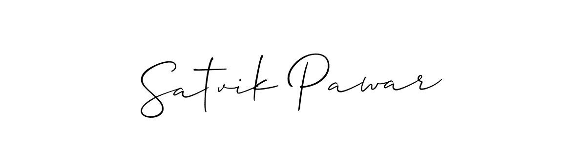 Allison_Script is a professional signature style that is perfect for those who want to add a touch of class to their signature. It is also a great choice for those who want to make their signature more unique. Get Satvik Pawar name to fancy signature for free. Satvik Pawar signature style 2 images and pictures png