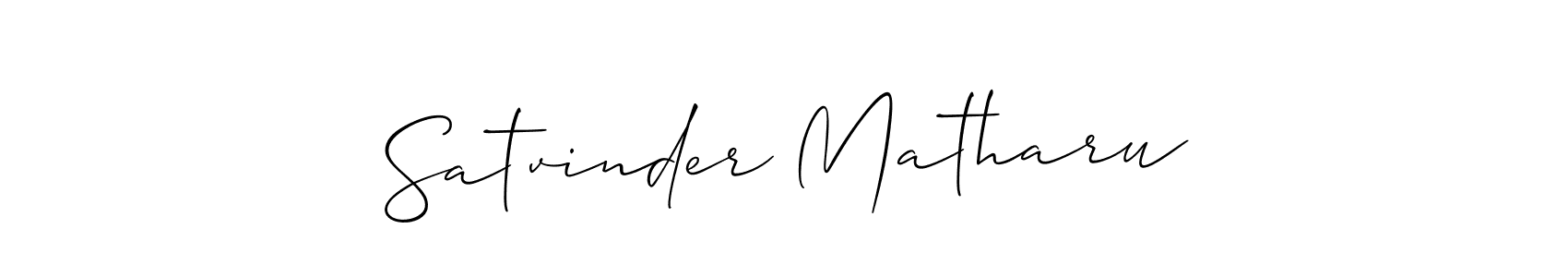 Make a beautiful signature design for name Satvinder Matharu. With this signature (Allison_Script) style, you can create a handwritten signature for free. Satvinder Matharu signature style 2 images and pictures png
