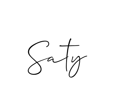 Use a signature maker to create a handwritten signature online. With this signature software, you can design (Allison_Script) your own signature for name Saty. Saty signature style 2 images and pictures png