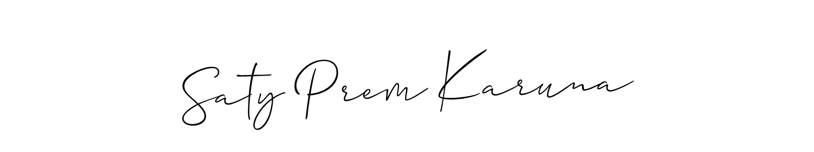 This is the best signature style for the Saty Prem Karuna name. Also you like these signature font (Allison_Script). Mix name signature. Saty Prem Karuna signature style 2 images and pictures png