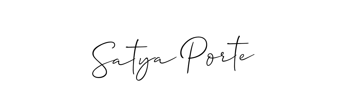You should practise on your own different ways (Allison_Script) to write your name (Satya Porte) in signature. don't let someone else do it for you. Satya Porte signature style 2 images and pictures png