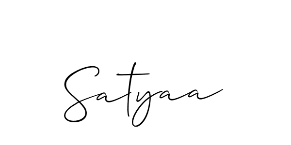 Use a signature maker to create a handwritten signature online. With this signature software, you can design (Allison_Script) your own signature for name Satyaa. Satyaa signature style 2 images and pictures png