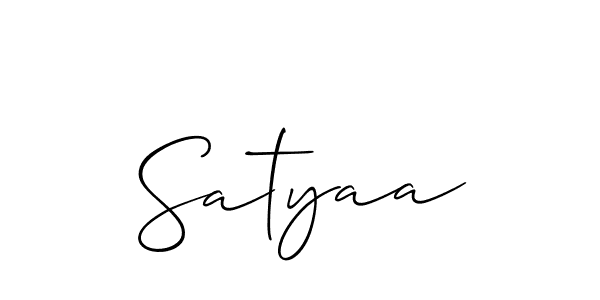 Use a signature maker to create a handwritten signature online. With this signature software, you can design (Allison_Script) your own signature for name Satyaa. Satyaa signature style 2 images and pictures png