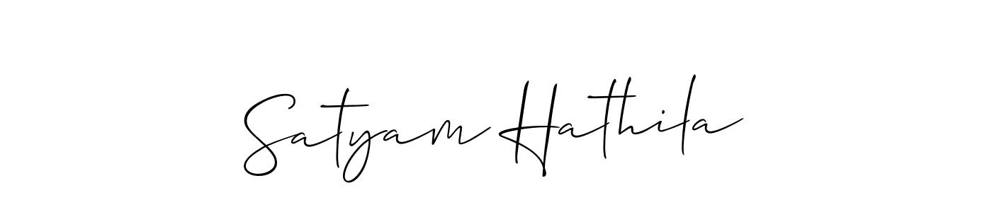 if you are searching for the best signature style for your name Satyam Hathila. so please give up your signature search. here we have designed multiple signature styles  using Allison_Script. Satyam Hathila signature style 2 images and pictures png