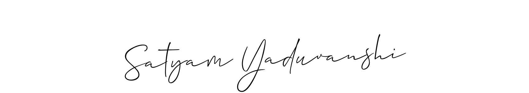 Allison_Script is a professional signature style that is perfect for those who want to add a touch of class to their signature. It is also a great choice for those who want to make their signature more unique. Get Satyam Yaduvanshi name to fancy signature for free. Satyam Yaduvanshi signature style 2 images and pictures png