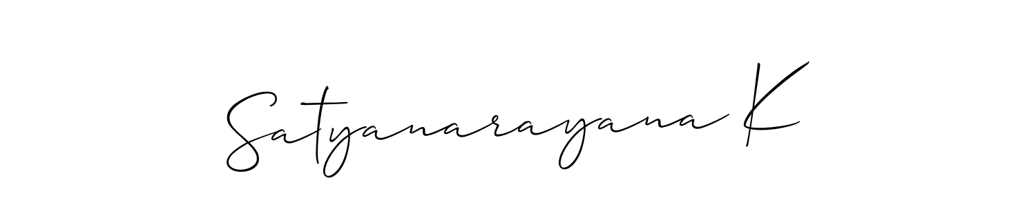Create a beautiful signature design for name Satyanarayana K. With this signature (Allison_Script) fonts, you can make a handwritten signature for free. Satyanarayana K signature style 2 images and pictures png