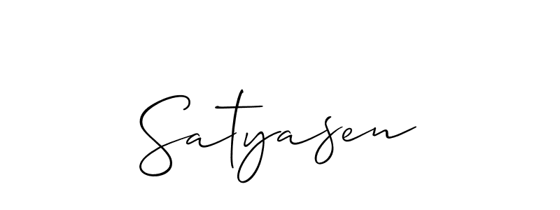 Use a signature maker to create a handwritten signature online. With this signature software, you can design (Allison_Script) your own signature for name Satyasen. Satyasen signature style 2 images and pictures png