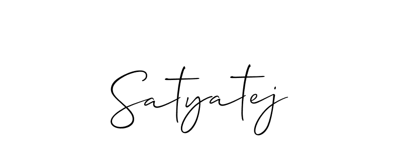 Use a signature maker to create a handwritten signature online. With this signature software, you can design (Allison_Script) your own signature for name Satyatej. Satyatej signature style 2 images and pictures png