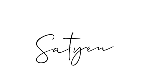 Use a signature maker to create a handwritten signature online. With this signature software, you can design (Allison_Script) your own signature for name Satyen. Satyen signature style 2 images and pictures png