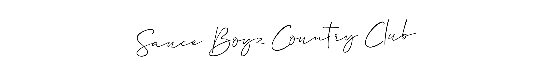 The best way (Allison_Script) to make a short signature is to pick only two or three words in your name. The name Sauce Boyz Country Club include a total of six letters. For converting this name. Sauce Boyz Country Club signature style 2 images and pictures png