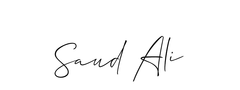 The best way (Allison_Script) to make a short signature is to pick only two or three words in your name. The name Saud Ali include a total of six letters. For converting this name. Saud Ali signature style 2 images and pictures png