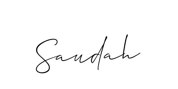 The best way (Allison_Script) to make a short signature is to pick only two or three words in your name. The name Saudah include a total of six letters. For converting this name. Saudah signature style 2 images and pictures png