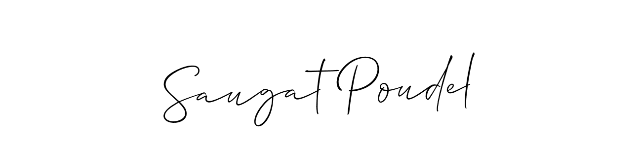 You should practise on your own different ways (Allison_Script) to write your name (Saugat Poudel) in signature. don't let someone else do it for you. Saugat Poudel signature style 2 images and pictures png