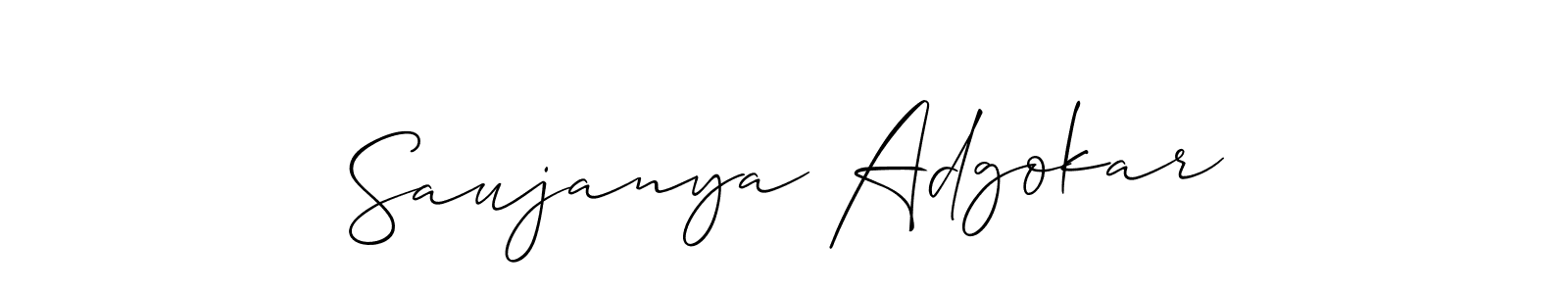How to make Saujanya Adgokar name signature. Use Allison_Script style for creating short signs online. This is the latest handwritten sign. Saujanya Adgokar signature style 2 images and pictures png