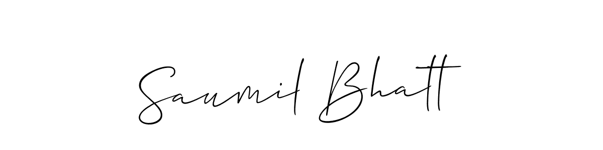 Saumil Bhatt stylish signature style. Best Handwritten Sign (Allison_Script) for my name. Handwritten Signature Collection Ideas for my name Saumil Bhatt. Saumil Bhatt signature style 2 images and pictures png