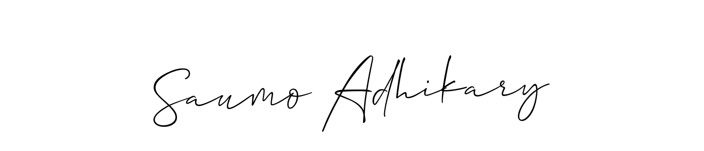 Also we have Saumo Adhikary name is the best signature style. Create professional handwritten signature collection using Allison_Script autograph style. Saumo Adhikary signature style 2 images and pictures png