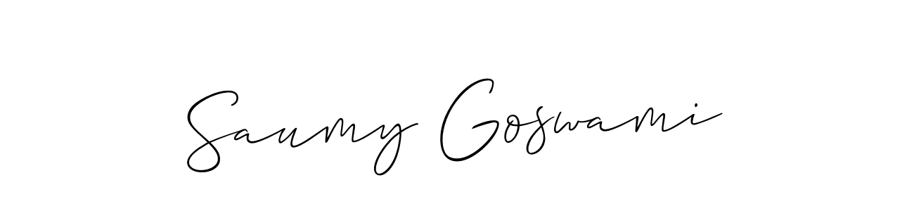 Use a signature maker to create a handwritten signature online. With this signature software, you can design (Allison_Script) your own signature for name Saumy Goswami. Saumy Goswami signature style 2 images and pictures png