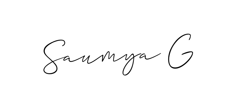 Also we have Saumya G name is the best signature style. Create professional handwritten signature collection using Allison_Script autograph style. Saumya G signature style 2 images and pictures png