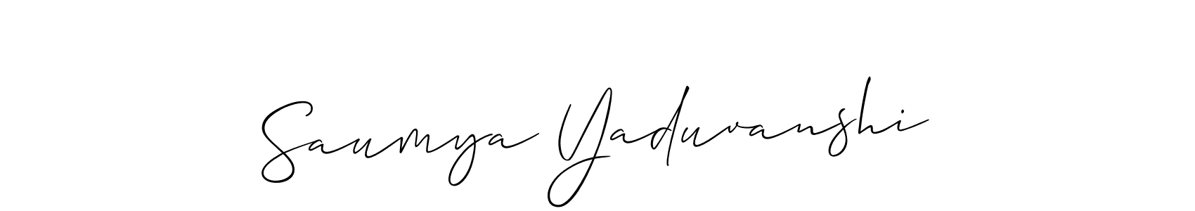 if you are searching for the best signature style for your name Saumya Yaduvanshi. so please give up your signature search. here we have designed multiple signature styles  using Allison_Script. Saumya Yaduvanshi signature style 2 images and pictures png