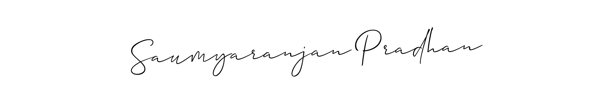 Allison_Script is a professional signature style that is perfect for those who want to add a touch of class to their signature. It is also a great choice for those who want to make their signature more unique. Get Saumyaranjan Pradhan name to fancy signature for free. Saumyaranjan Pradhan signature style 2 images and pictures png