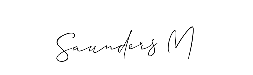 The best way (Allison_Script) to make a short signature is to pick only two or three words in your name. The name Saunders M include a total of six letters. For converting this name. Saunders M signature style 2 images and pictures png