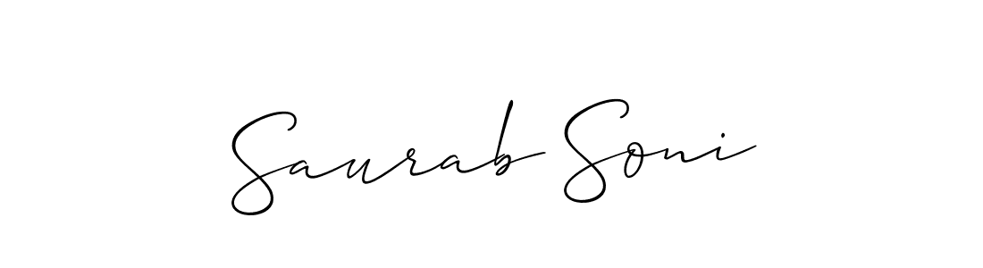 Allison_Script is a professional signature style that is perfect for those who want to add a touch of class to their signature. It is also a great choice for those who want to make their signature more unique. Get Saurab Soni name to fancy signature for free. Saurab Soni signature style 2 images and pictures png