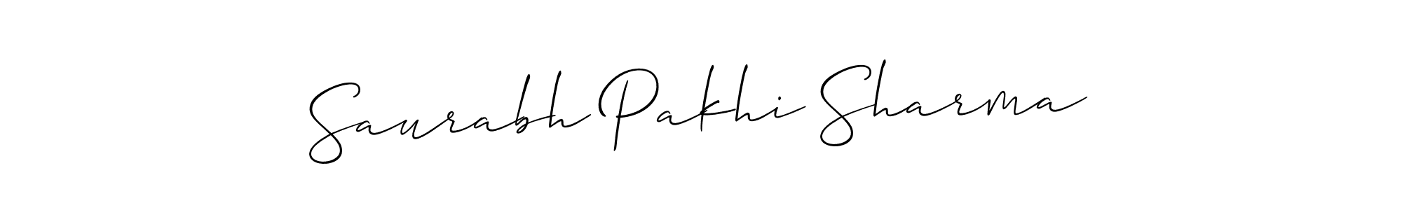 How to make Saurabh Pakhi Sharma name signature. Use Allison_Script style for creating short signs online. This is the latest handwritten sign. Saurabh Pakhi Sharma signature style 2 images and pictures png