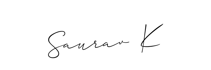 Also You can easily find your signature by using the search form. We will create Saurav  K name handwritten signature images for you free of cost using Allison_Script sign style. Saurav  K signature style 2 images and pictures png