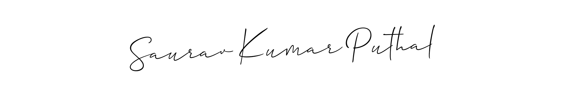 This is the best signature style for the Saurav Kumar Puthal name. Also you like these signature font (Allison_Script). Mix name signature. Saurav Kumar Puthal signature style 2 images and pictures png