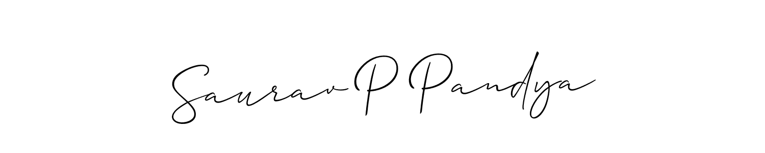 How to make Saurav P Pandya signature? Allison_Script is a professional autograph style. Create handwritten signature for Saurav P Pandya name. Saurav P Pandya signature style 2 images and pictures png