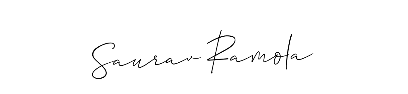 How to Draw Saurav Ramola signature style? Allison_Script is a latest design signature styles for name Saurav Ramola. Saurav Ramola signature style 2 images and pictures png