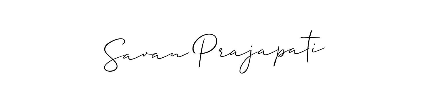 Make a beautiful signature design for name Savan Prajapati. With this signature (Allison_Script) style, you can create a handwritten signature for free. Savan Prajapati signature style 2 images and pictures png