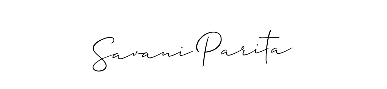 It looks lik you need a new signature style for name Savani Parita. Design unique handwritten (Allison_Script) signature with our free signature maker in just a few clicks. Savani Parita signature style 2 images and pictures png