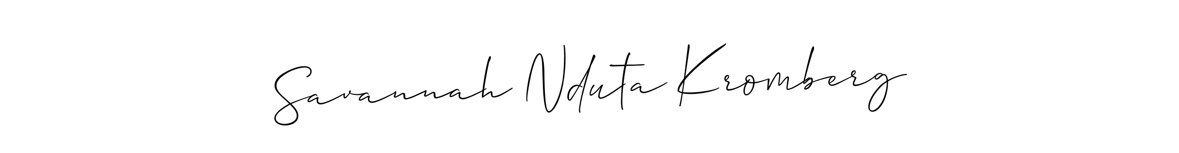 How to make Savannah Nduta Kromberg signature? Allison_Script is a professional autograph style. Create handwritten signature for Savannah Nduta Kromberg name. Savannah Nduta Kromberg signature style 2 images and pictures png
