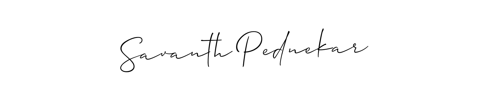 Make a short Savanth Pednekar signature style. Manage your documents anywhere anytime using Allison_Script. Create and add eSignatures, submit forms, share and send files easily. Savanth Pednekar signature style 2 images and pictures png