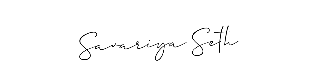 Create a beautiful signature design for name Savariya Seth. With this signature (Allison_Script) fonts, you can make a handwritten signature for free. Savariya Seth signature style 2 images and pictures png