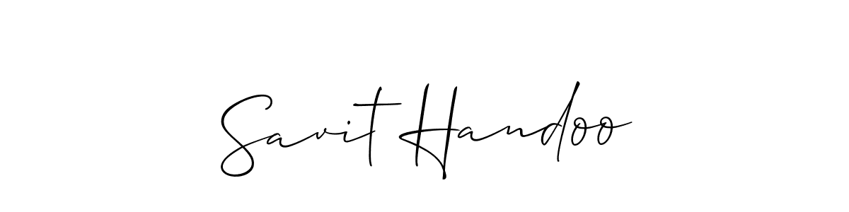 Use a signature maker to create a handwritten signature online. With this signature software, you can design (Allison_Script) your own signature for name Savit Handoo. Savit Handoo signature style 2 images and pictures png