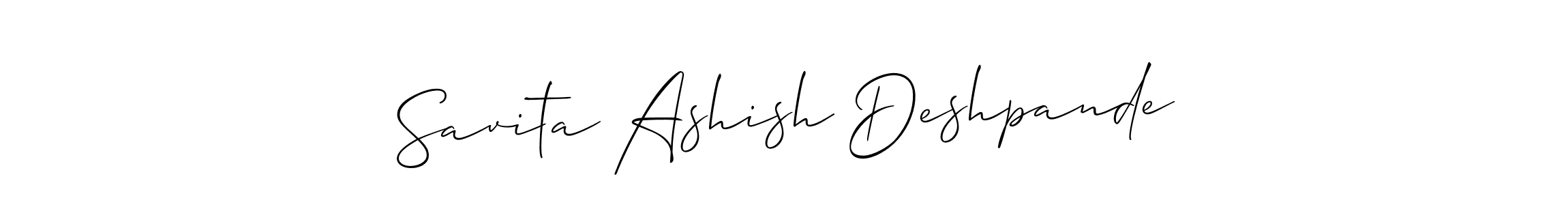 Make a beautiful signature design for name Savita Ashish Deshpande. With this signature (Allison_Script) style, you can create a handwritten signature for free. Savita Ashish Deshpande signature style 2 images and pictures png