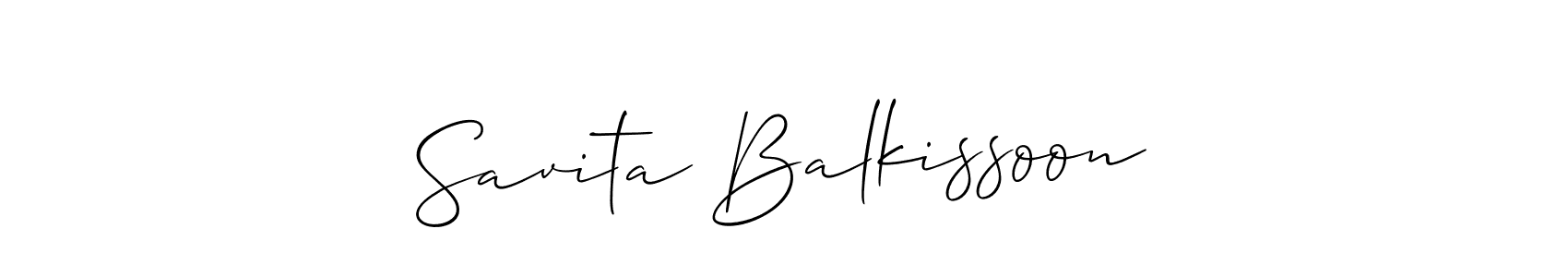 It looks lik you need a new signature style for name Savita Balkissoon. Design unique handwritten (Allison_Script) signature with our free signature maker in just a few clicks. Savita Balkissoon signature style 2 images and pictures png