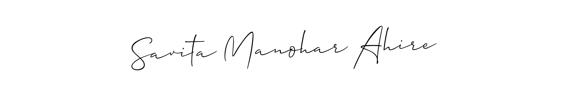 Create a beautiful signature design for name Savita Manohar Ahire. With this signature (Allison_Script) fonts, you can make a handwritten signature for free. Savita Manohar Ahire signature style 2 images and pictures png