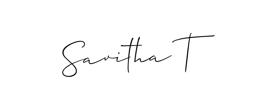 How to make Savitha T name signature. Use Allison_Script style for creating short signs online. This is the latest handwritten sign. Savitha T signature style 2 images and pictures png