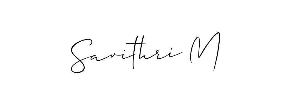 It looks lik you need a new signature style for name Savithri M. Design unique handwritten (Allison_Script) signature with our free signature maker in just a few clicks. Savithri M signature style 2 images and pictures png