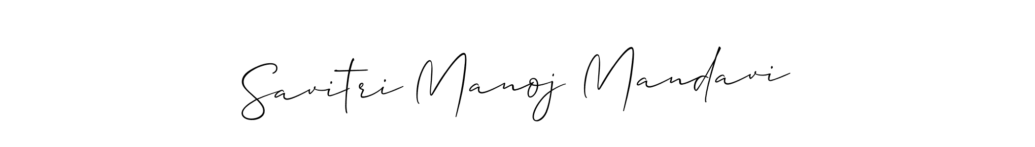 Allison_Script is a professional signature style that is perfect for those who want to add a touch of class to their signature. It is also a great choice for those who want to make their signature more unique. Get Savitri Manoj Mandavi name to fancy signature for free. Savitri Manoj Mandavi signature style 2 images and pictures png