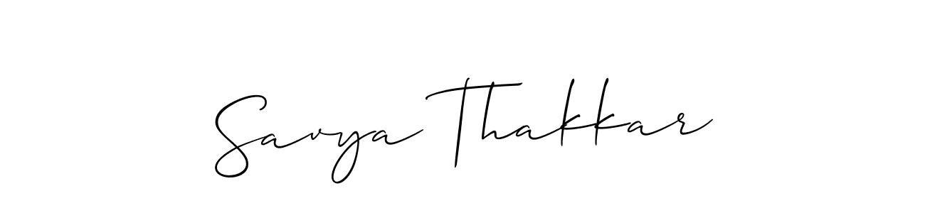Use a signature maker to create a handwritten signature online. With this signature software, you can design (Allison_Script) your own signature for name Savya Thakkar. Savya Thakkar signature style 2 images and pictures png